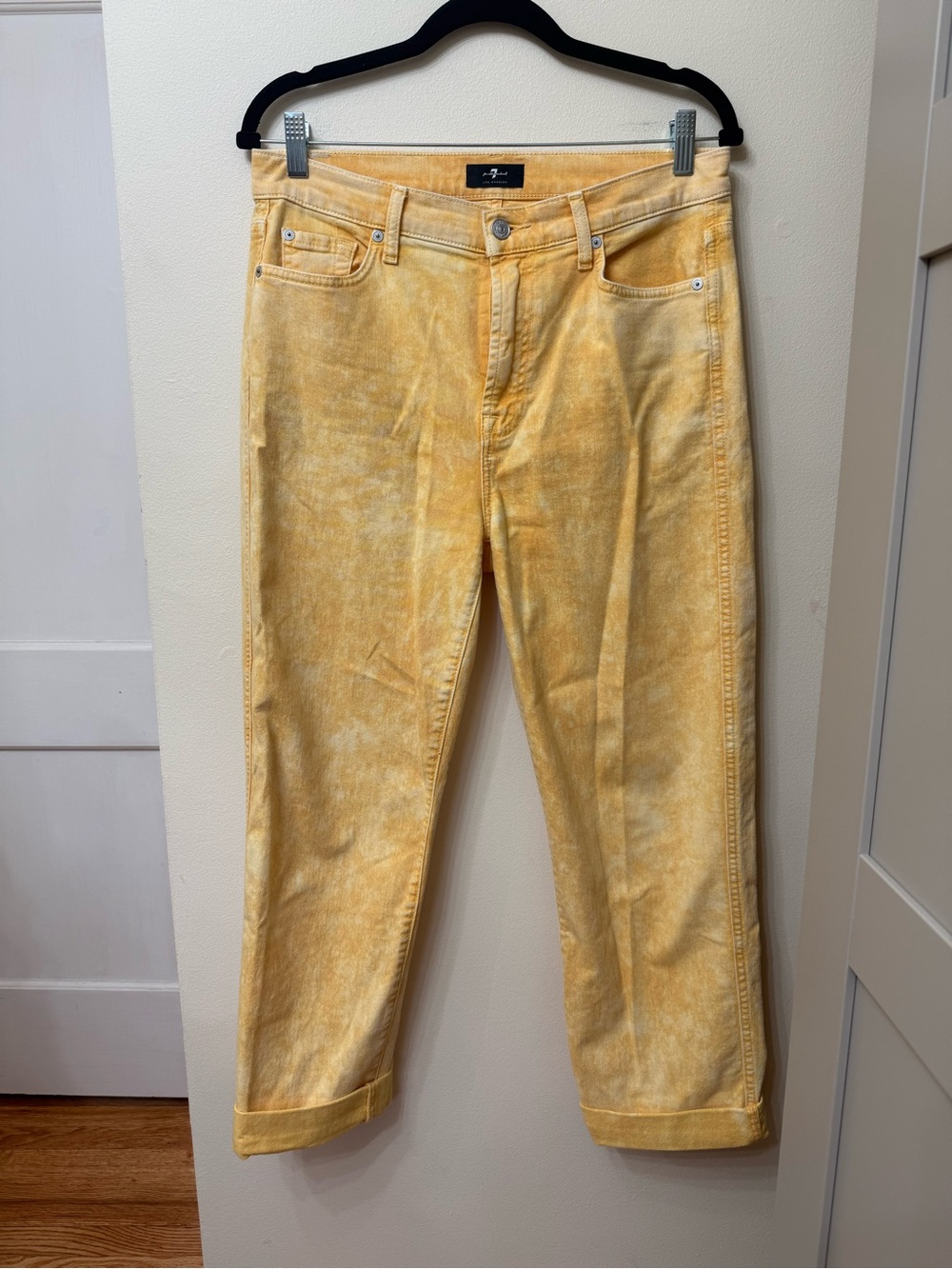 7 For All Mankind Size 30 High Rise Straight Leg Yellow Jeans Colorful Preppy